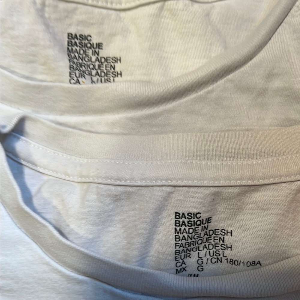 H&M 2 White Short Sleeve Tees size Large - Picture 4 of 4